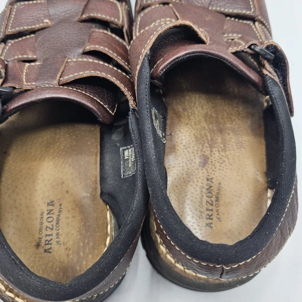 Vintage 90s Y2K Arizona Jean Leather Mens Chunky Fisherman Padded Sandals Sz 12